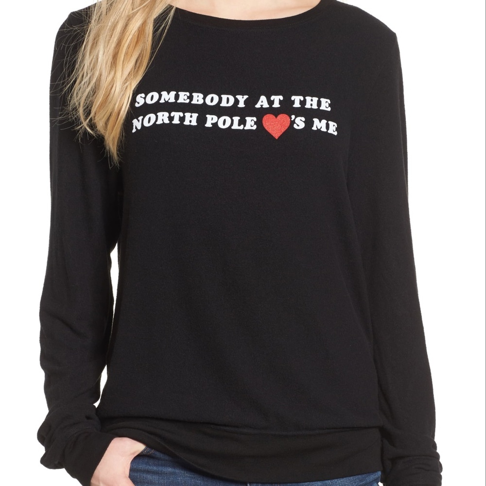 Wildfox Somebody at The North Pole Loves Me Top S